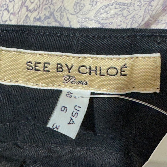 See by Chloé Paris Wide Leg Pants Size‎ 6 Navy Blue Black - Picture 3 of 16
